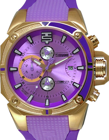 TECHNOSPORT TS-100-R22 48mm Purple dial Rose Gold-tone Chronograph watch 😉