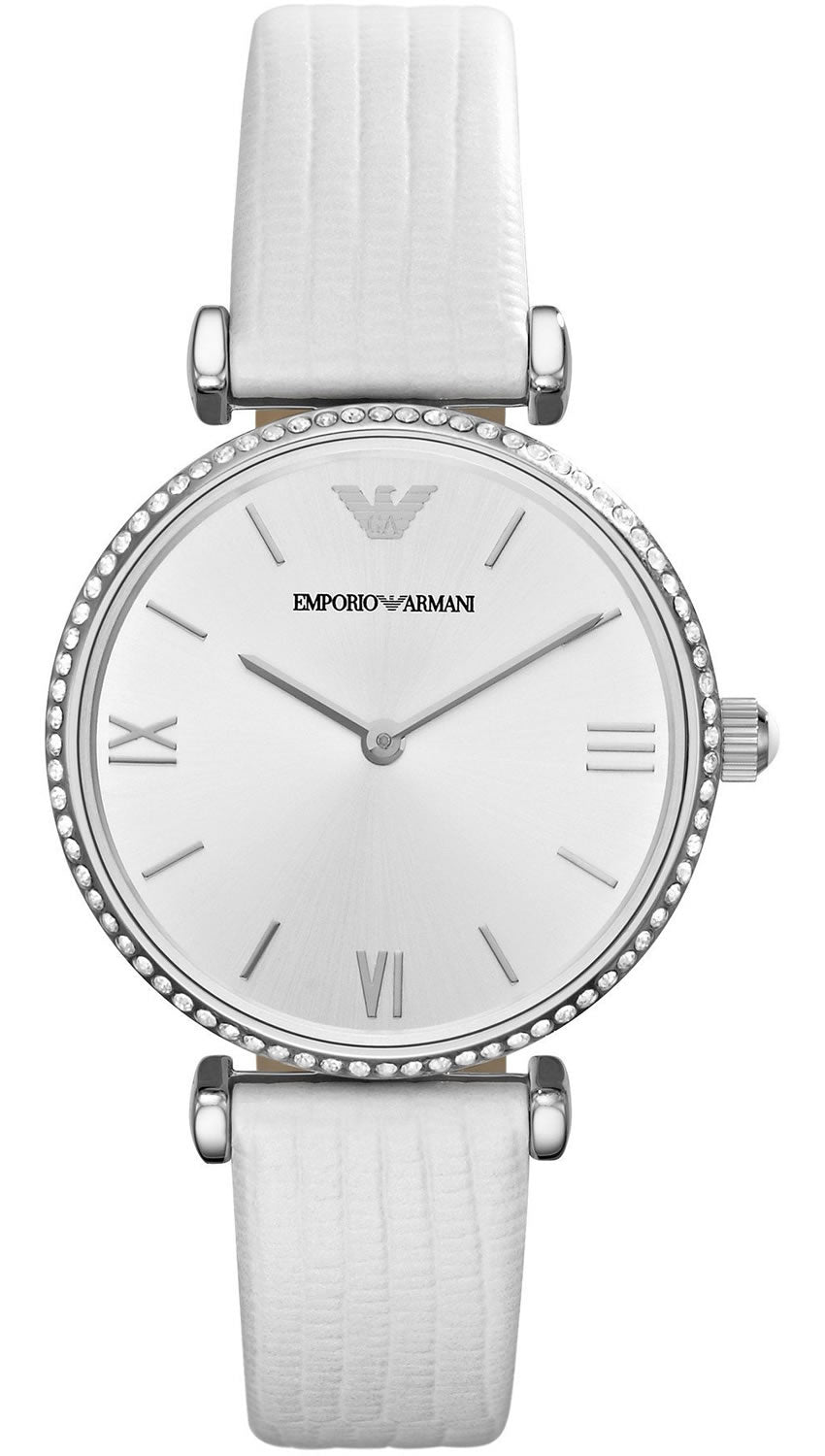 Emporio Armani AR1680 White Dial White Leather strap ladies Watch ...