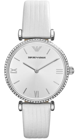 Emporio Armani AR1680 White Dial White Leather strap ladies Watch