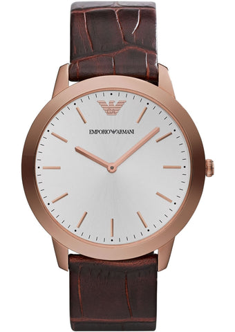 Emporio Armani AR1743 White Dial Brown Leather strap Watch
