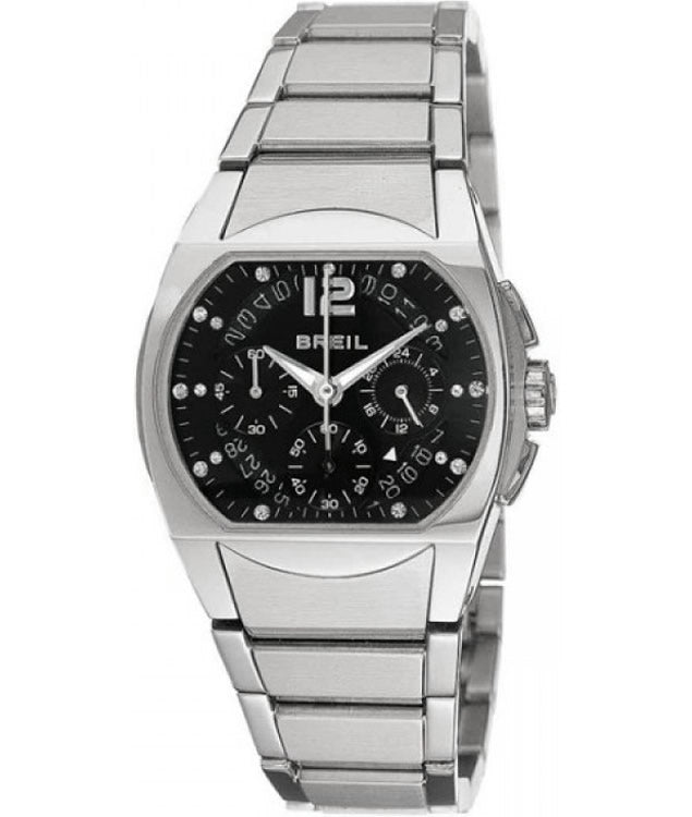 BREIL MILANO BW0183 34mm Black dial with Swarovski crystals Silver-tone Ladies Chronograph watch 😉