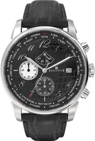 EXECUTIVE EX-1001-01 Club 42mm Black dial classic chronograph watch 😉