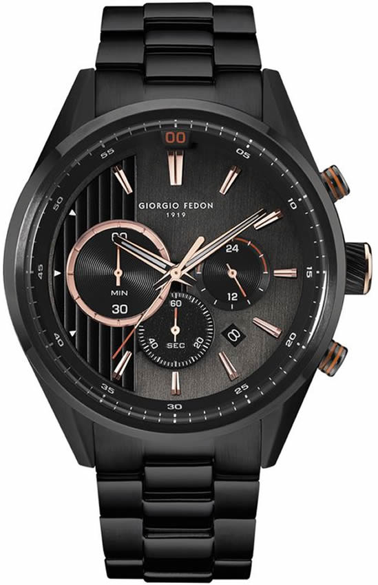GIORGIO FEDON GFBD007 Black dial 45mm Chronograph Black Stainless Steel  bracelet Watch