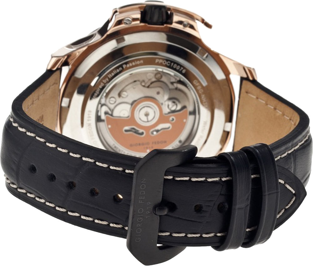 GIORGIO FEDON GFBG003 Black dial 45mm Automatic Black Leather Strap Watch