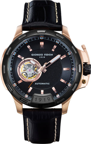 GIORGIO FEDON GFBG003 Black dial 45mm Automatic Black Leather Strap Watch