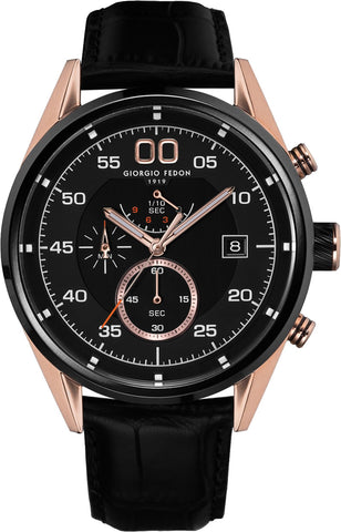 GIORGIO FEDON GFBL004 Black dial 45mm Chronograph Black Leather Strap Watch