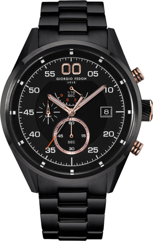 GIORGIO FEDON GFBL006 Black dial 45mm Chronograph Black Stainless Steel  bracelet Watch