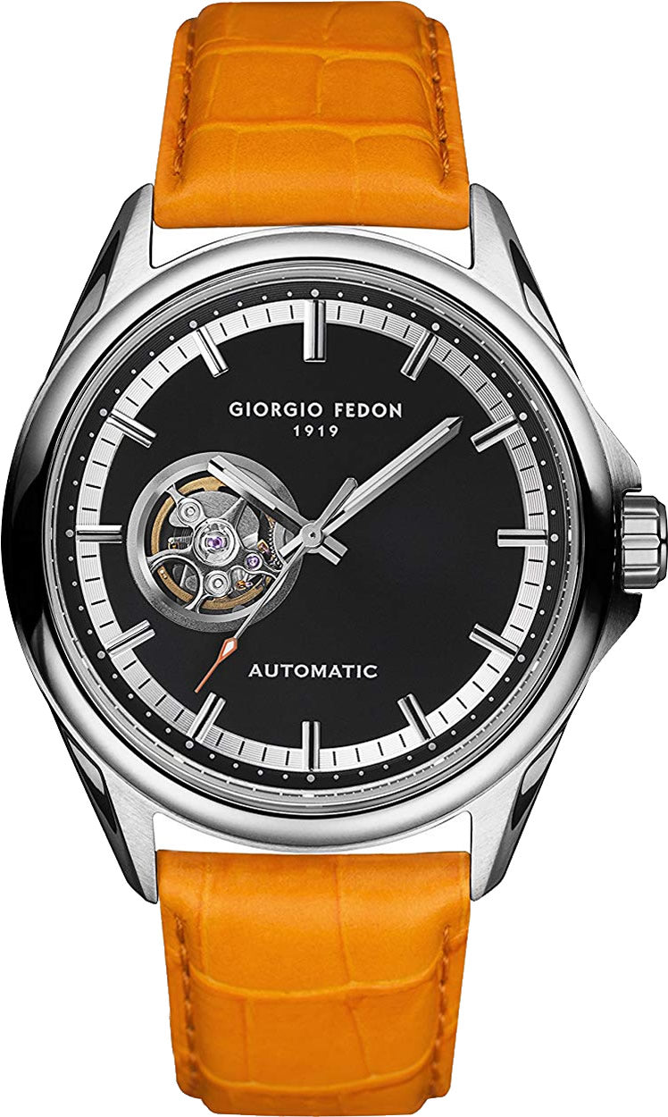 GIORGIO FEDON GFBR001 Black dial 43mm Automatic Orange Leather Strap Watch