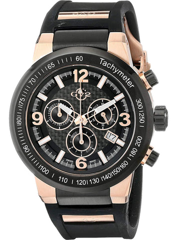 GV2 8200 by Gevril Novara Mens Chronograph Swiss Quartz Black Silicone Strap Watch