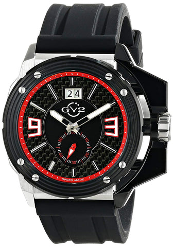GV2 9400 by Gevril Grande Mens BIG Date Swiss Quartz Black Silicone Strap Watch
