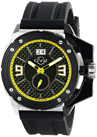GV2 9404 by Gevril Grande Mens BIG Date Swiss Quartz Black Silicone Strap Watch