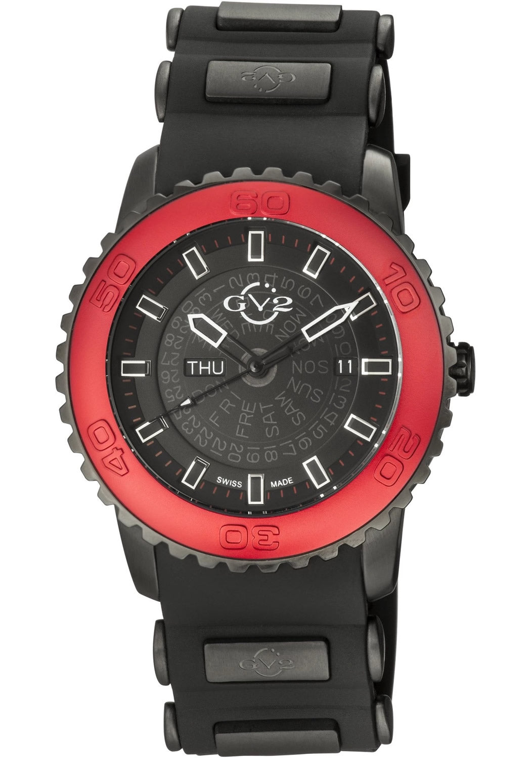GEVRIL 9702 AURORA Black dial 45mm Silicon Strap Swiss Watch
