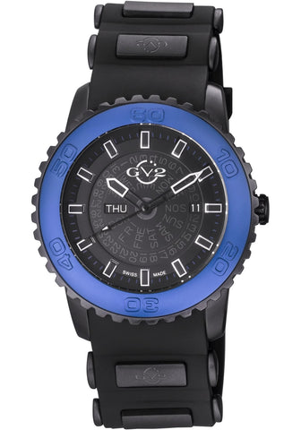 GEVRIL 9703 BLUE AURORA Black dial 45mm Silicon Strap Swiss Watch