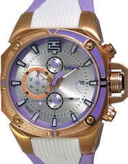 TECHNOSPORT TS-100-R7 48mm Silver-tone and Purple dial rose Gold-tone Chronograph watch 😉