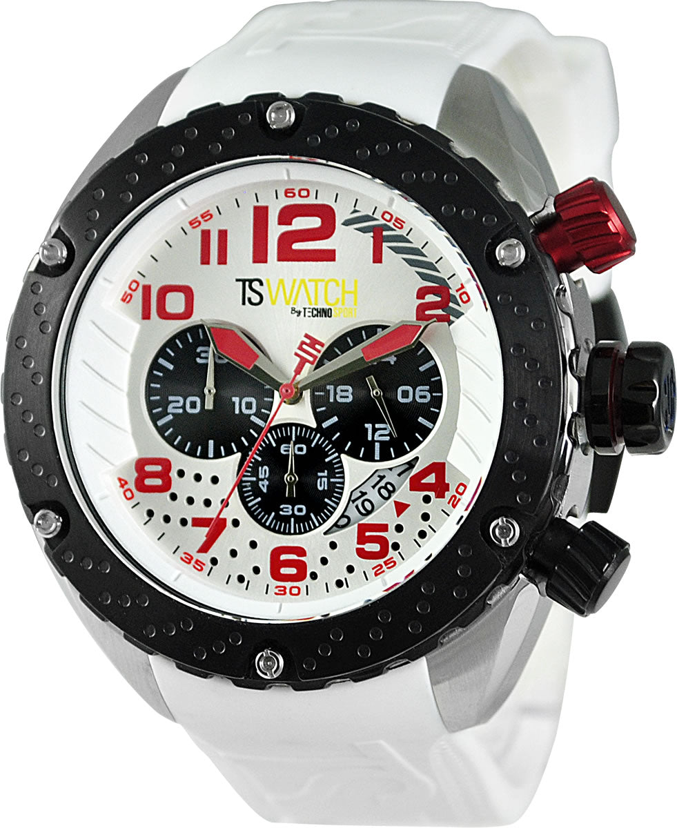 TECHNOSPORT TS-200-2 50mm White, Red and Black dial Chronograph watch 😉